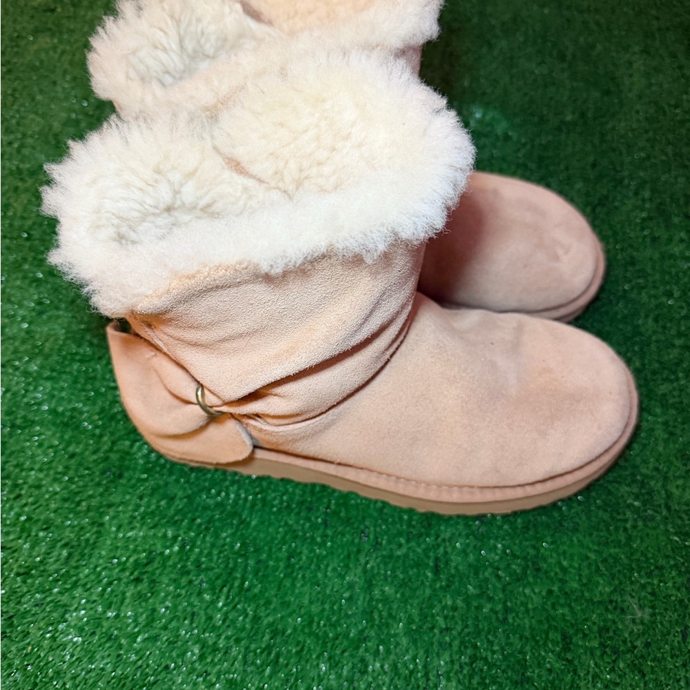 UGG Classic Mini Twist Chestnut Suede Fur Boots Womens Size 6 - Picture 5 of 11